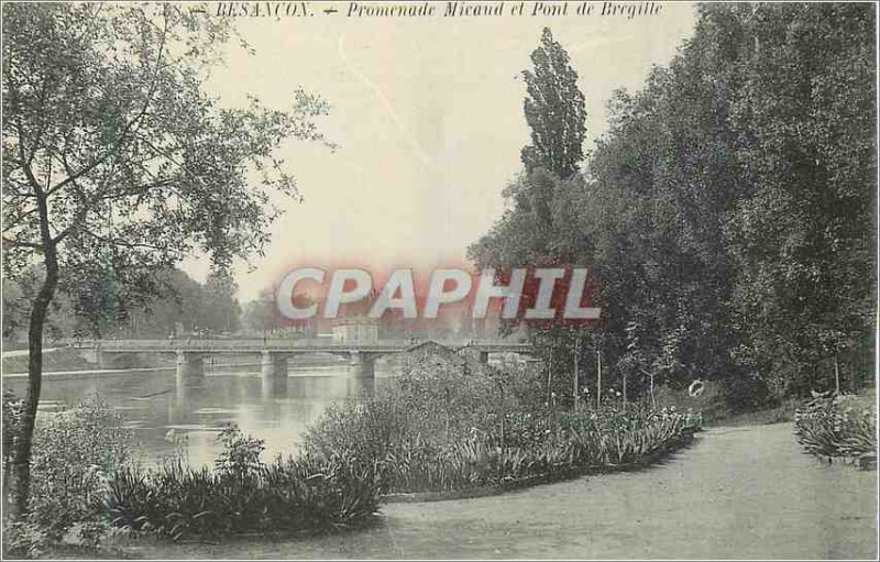 Old Postcard Besancon Micaud Promenade and Bridge Bregille