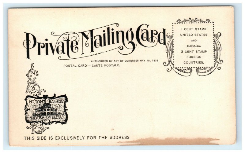 Very Early Holyoke MA Mt. Tom Railroad Private Mailing Card Postcard