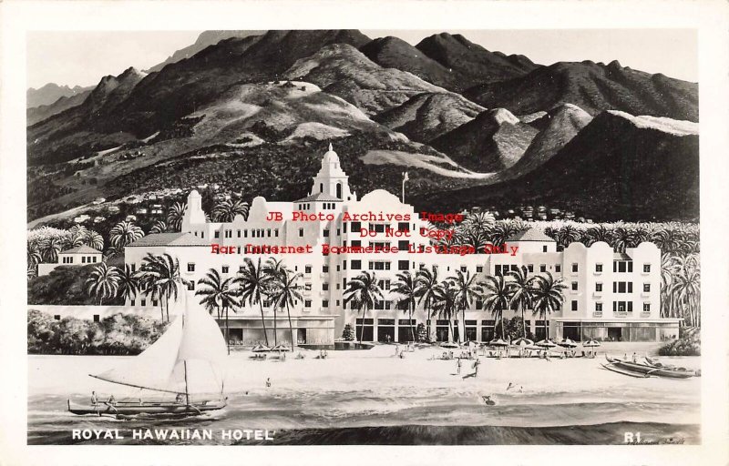 HI, Honolulu, Hawaii, RPPC, Royal Hawaiian Hotel, Exterior View, Photo No R1