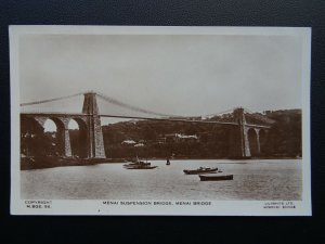 Wales ANGLESEY Manai Suspension Bridge - Old RP Postcard by Llythyr Gerdyn