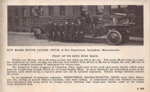 $10,000 MOTOR LADDER FIRE TRUCK SPRINGFIELD MASSACHUSETTS POSTCARD (c. 1915)