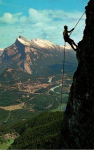 Canada Banff Breathtaking View Of A Mountain Climber