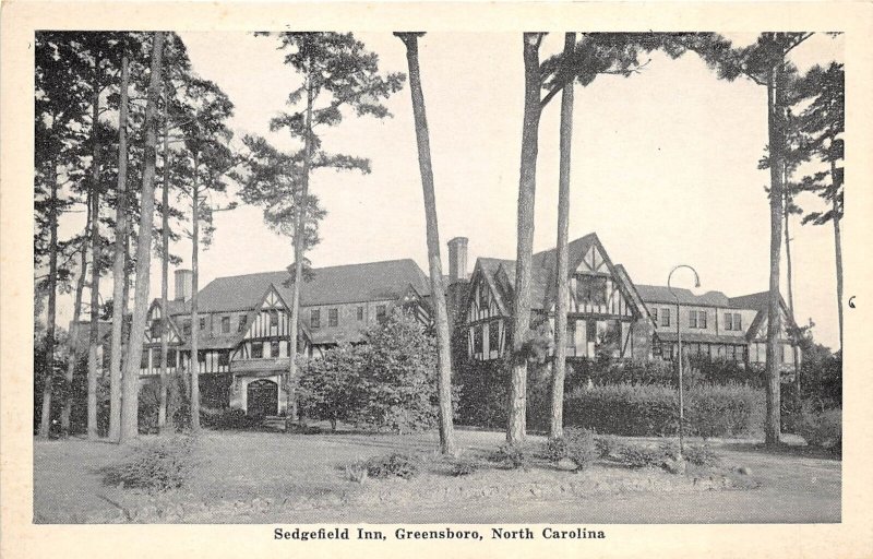 Greensboro North Carolina 1940s Postcard Sedgefield Inn