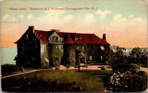 Shore Acres Residence JH Hanan Narragansett Pier Rhode Island Postcard 1916