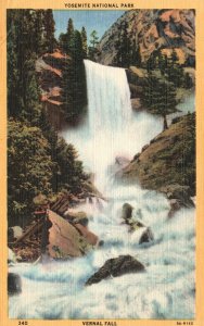 Vintage Postcard Yosemite National Park Vernal Falls Merced River Western Publ.