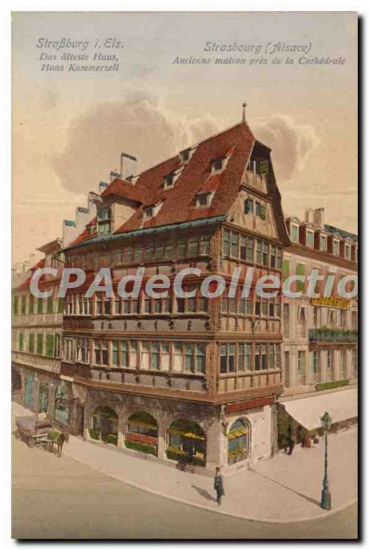 Old Postcard Strasbourg Alsace Old house near the Cathedrale