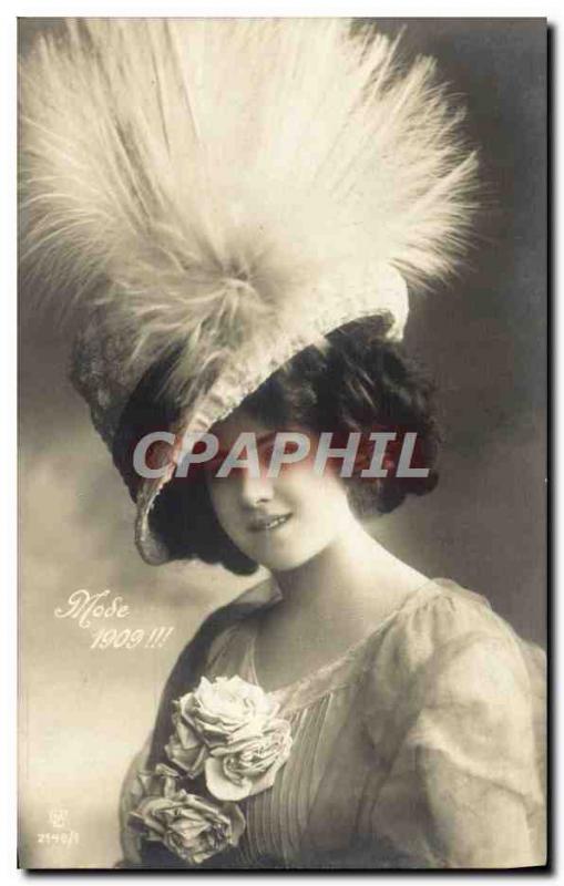 Postcard Old Fashion 1909 Woman Hat