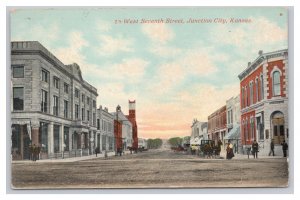Junction City Kansas West Seventh Street Postcard c1910 Postmark