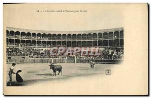 Old Postcard Bullfight bull Toro expects the bull matador to kill