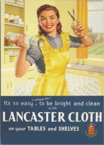 Advertising Postcard - Housewife Cleaning, Lancaster Cloth, Robert Opie RR22302