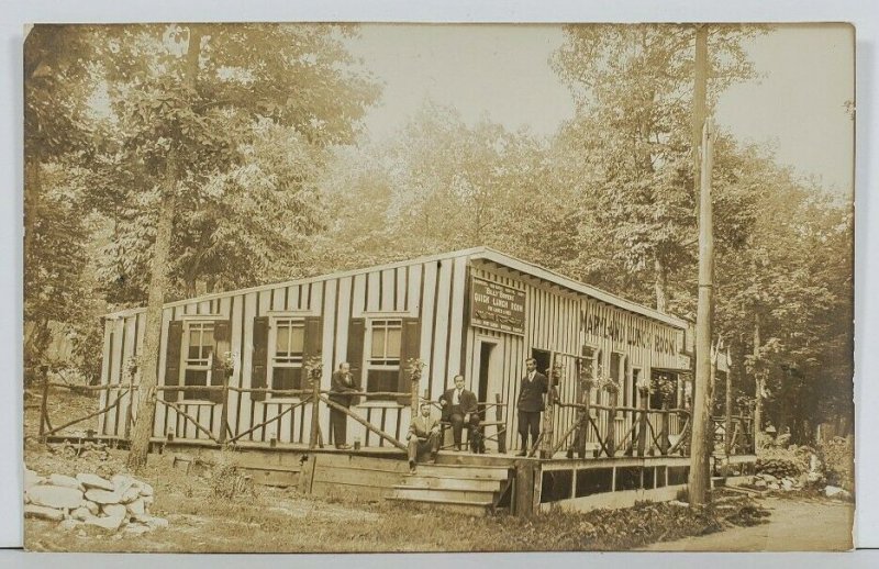 RPPC Maryland Lunch Room Mr Bowers on Bench Postcard Sign c1900s Postcard O5