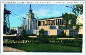 CHICAGO  Expo 1933 Century of Progress ILLINOIS HOST BLDG & SOLDIERS' FIELD