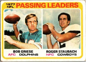 1978 Topps Football Card '77 Passing Leaders Bob Griese Roger Staubach s...