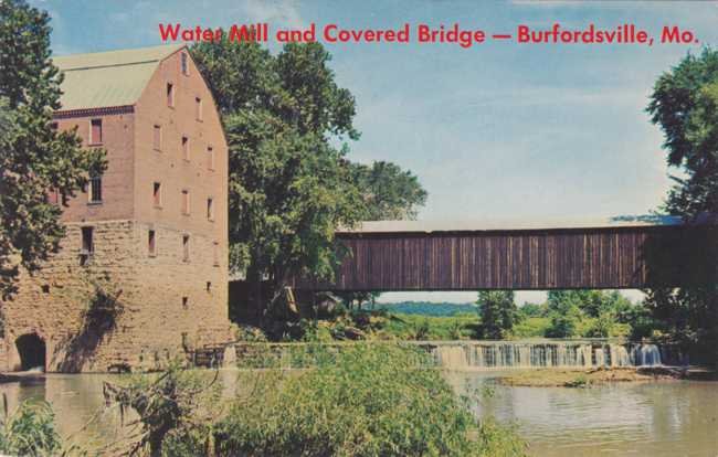 Water Mill and Covered Bridge at Burfordville, Missouri MO