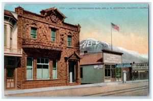 c1910's Arctic Brotherhood Hall And AB Mountain Skagway Alaska AK Postcard