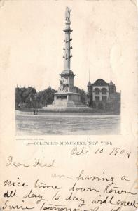 New York City~Columbus Monument~1904 Blanchard Press Postcard