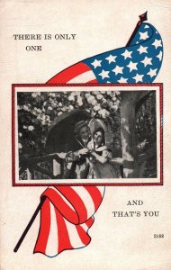 VINTAGE POSTCARD PATRIOTIC AND LOVE THERE IS ONLY ONE AND THAT'S YOU