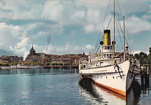 Steamer At Dock Geneve Switzerland 1962