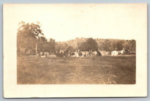 RPPC Real Photo Postcard - Military Camp - US Army Calvary