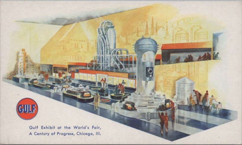 Postcard Advertising Gulf Gas Exhibit World's Fair Chicago IL Century Progress