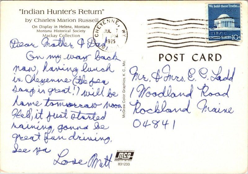 Indian Hunters Return a/s Charles Russell Montana Postcard