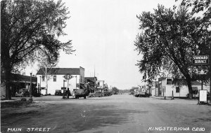 J53/ Ringsted Iowa RPPC Postcard c1940s Main Street Gas Station Stores 72