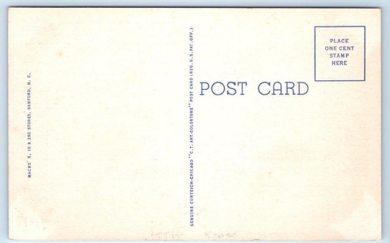 SOUTHERN PINES, NC North Carolina~ U.S. POST OFFICE c1940s Moore County Postcard