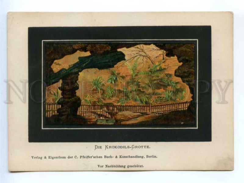 420792 GERMANY BERLIN aquarium Crocodile grotto Vintage Eigenthum litho card