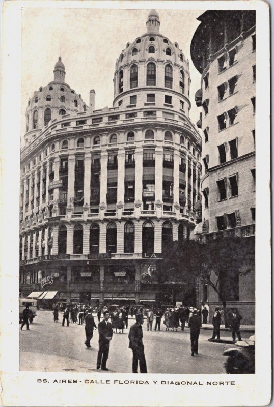 Argentina Buenos Aires Calle Florida y Diagonal Norte Vintage Postcard C138