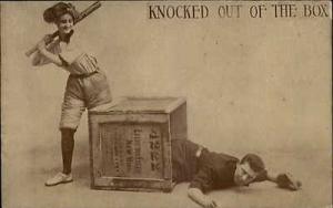 Baseball Romance Knocked Out of the Box c1910 Postcard