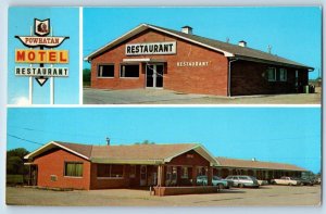 Pocahontas Illinois IL Postcard Powhatan Motel Restaurant c1960 Vintage Antique