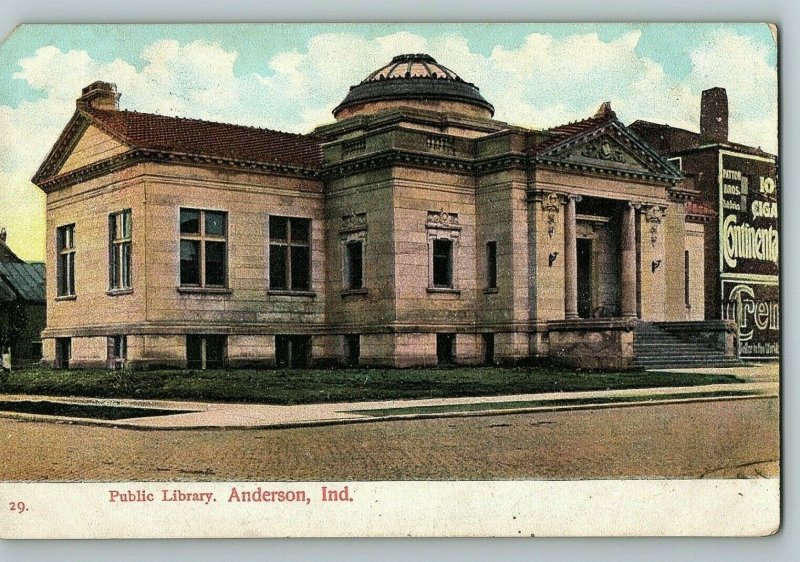 1908 Public Library Anderson Indiana Postcard  