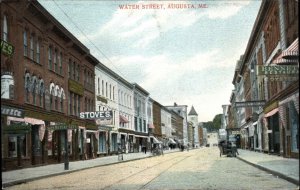 Augusta Maine ME Street Scene Visible Signs 1900s-10s Postcard