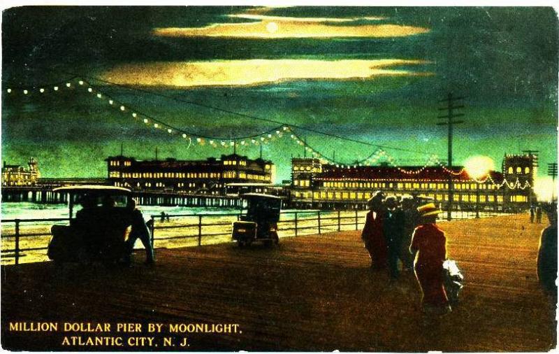 ATLANTIC CITY NJ - Million Dollar Pier by Moonlight - 1912