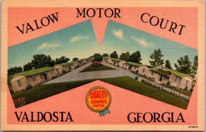 Valow Motor Court, Motel Valdosta GA Vintage Postcard O64