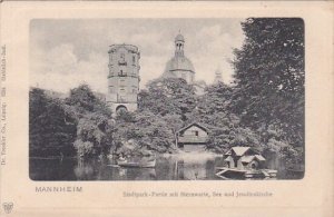 Germany Mannheim Stadtpark Partie mit Sternwarte und Jesuitkirche