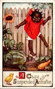 a case of suspended animation kute koon kids Black American American Post card