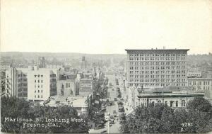 Birdseye C-1915 Fresno California Mariposa Looking West Pacific Novelty 8262