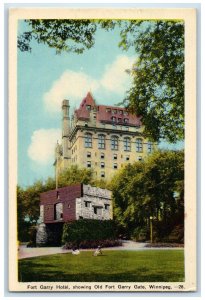 Winnipeg Manitoba Canada Postcard Fort Garry Hotel Old Gate c1950's Unposted
