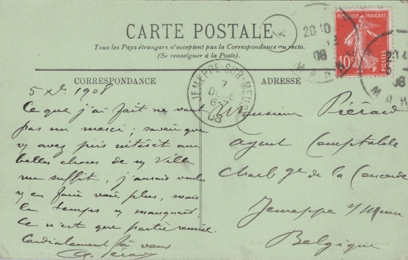 France Reims La Fontaine Subé et la Place Drouet d'Erlon Vintage Postcard C015