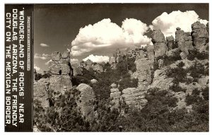 RPPC Postcard Wonderland of Rocks Near Douglas Arizona Near Mexico Border 1950s