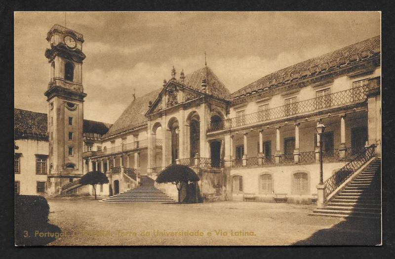 University Tower & Latin Way Coimbra Portugal unused c1920's