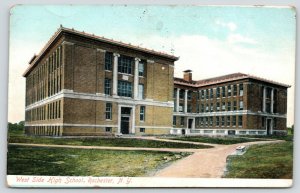 Rochester New York~West Side High School~Stone Bench by Dirt Drive~1908 Postcard