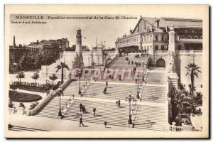 Old Postcard Marseille Staircase Monument De La Gare St Charles