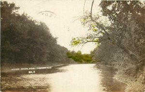 RPPC Postcard Mouse River View Towner ND NO.2 McHenry County Hand Colored