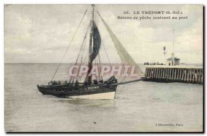 Postcard Old fishing boat Treport fishing boat returning to port