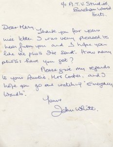 John White Emergency Ward 10 TV Show Antique Hand Signed Letter
