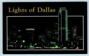 DALLAS, Texas TX  Lights of Dallas SKYLINE 1986 Seventh Largest City Postcard