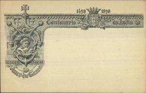 India Centennial Vasco da Gama Ship Anchor Emblem 1498-1898 Macau Postcard