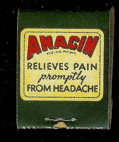 ANACIN TABLETS 1950's Full Unstruck Matchbook